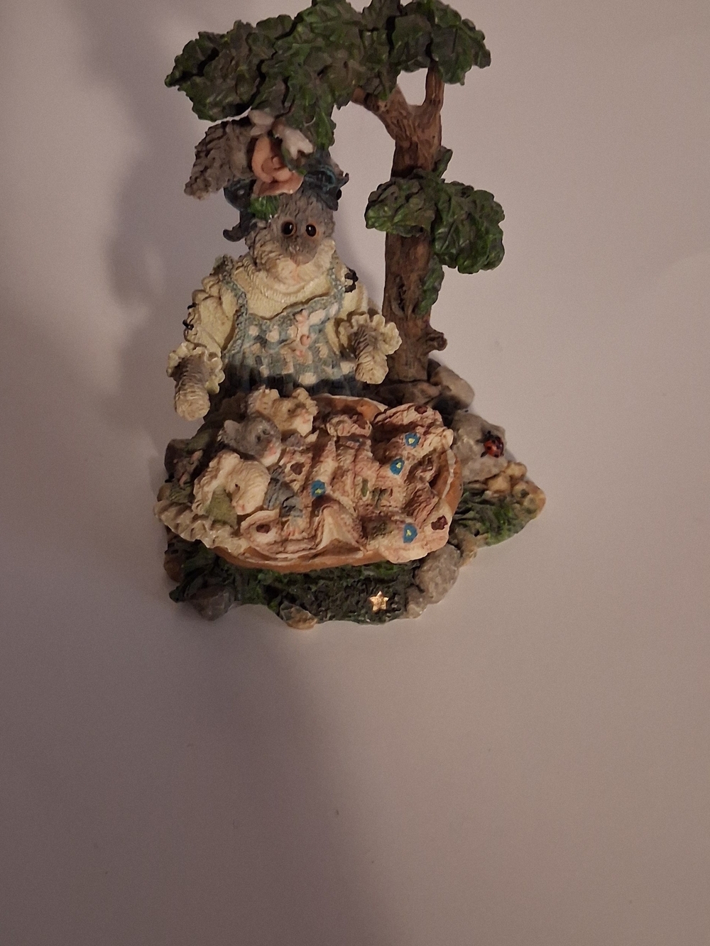 Boyds Bears And Friends Woodland Bunny Figurine Sculpture in Green and Cream.